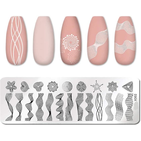Nagelstämplingsplattor Linjekonst Nagelkonstplatta Rostfritt Stål Design Stämpel Mall för Utskriftsstencilverktyg (j002)