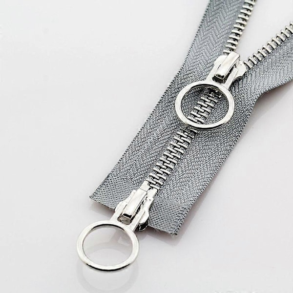 5# 70/90cm Metall Dragkedja Dubbel Slider Rund Ring Dragkedja För DIY Sömnad Kläder grå gray 90cm