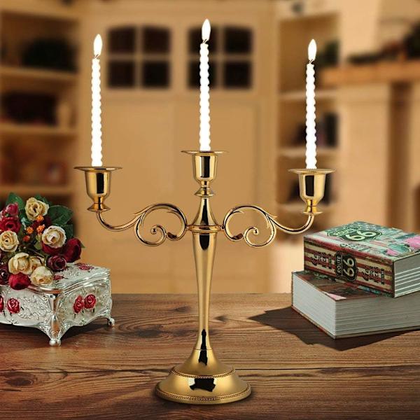 3-armet metallkandelaber lysestake sølv europeisk elegant lysestake lysestativ for bryllup middagsbordet jul fest hjeminnredning svart gold