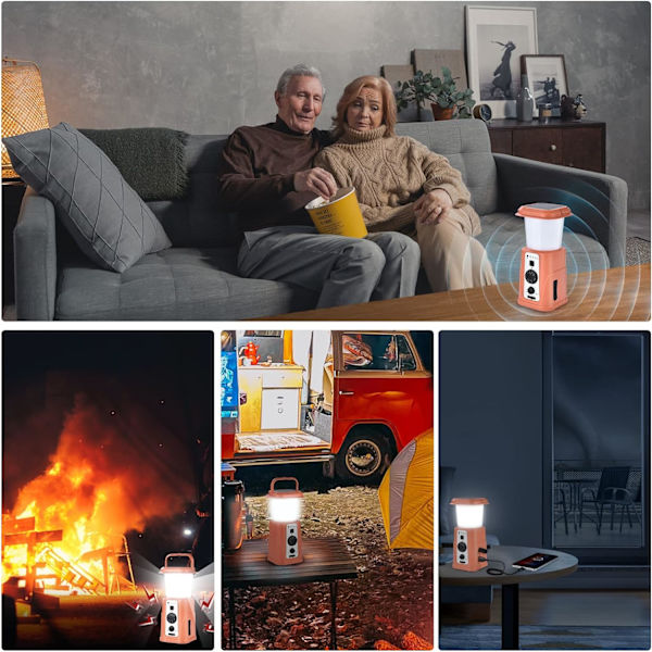 Solcelled Campinglys, UTEBIT Campinglanterne med håndsvinget solradio, 10000mAh Genopladelig