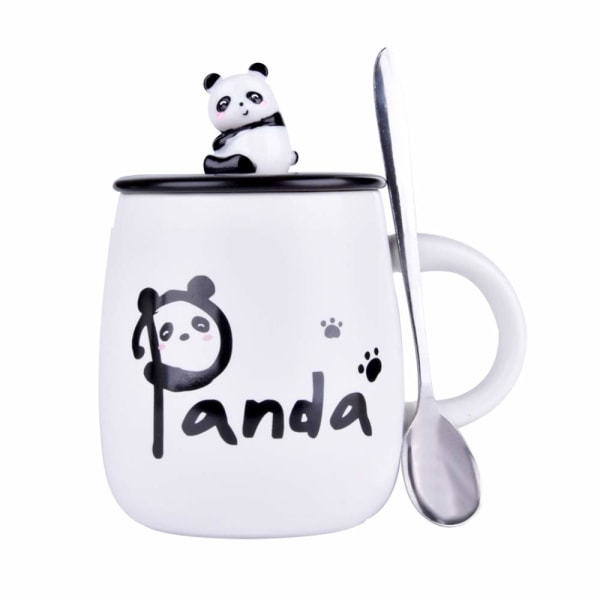 Panda Mugg Söt keramisk kaffemugg med 3D Panda lock och sked, söta koppar Nyhet Kaffe Te Mjölk Julmugg för kvinnor Flickor Pojkar