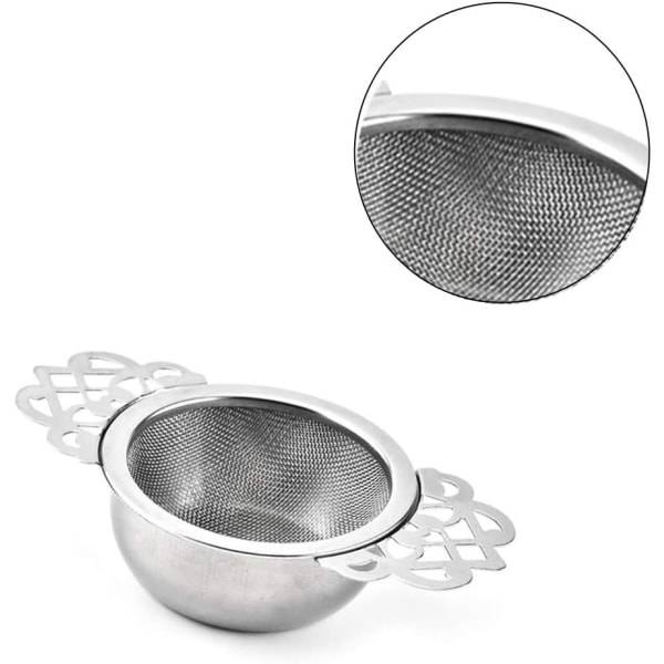 2-pak filternet med drypbakker tesi, i rustfrit stål til løse teblade filtre
