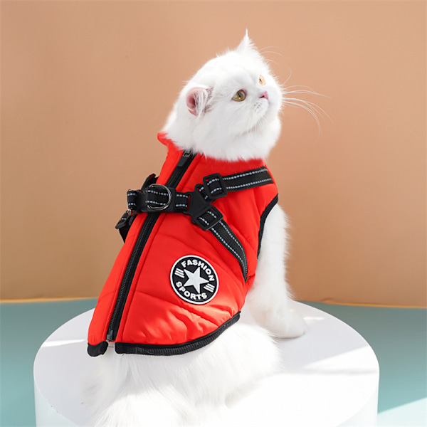 Vinterjacka för hundar med sele, vattentät hundjacka med dragkedja och fleece Orange Orange 2XL