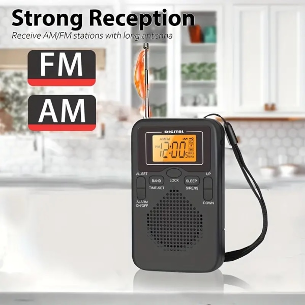 Taskullinen AM/FM-kannettava radio, jolla on hyvä vastaanottoteho