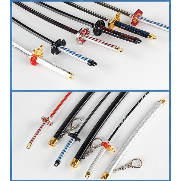 Demon Slayer Sværd Mini Katana Nøkkelringer Anime Figur Tanjiro For Menn Kimetsu No Yaiba Zenitsu Nøkkelring Cosplay Anheng