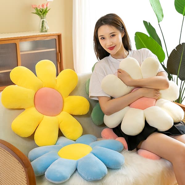 Daisy Kudde Fylld Soffa Kasta Stol Kudde av Sun Flo White/32CM