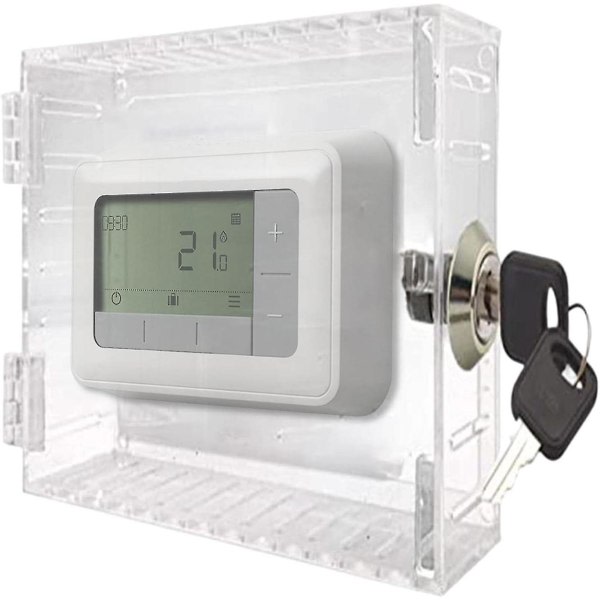 Dæksel, Universal termostatlåseboks med lås, gennemsigtigt stort termostatdæksel til termostat på væg, termostatpanellåsdæksel til hjemmet, B