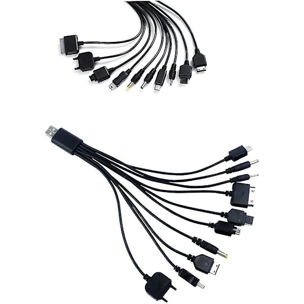 10 i 1 Universell USB-laddningskabel Multifunktionell Laddnings- och Synkroniseringssladd för Ipod Iphone Psp Kamera Nokia Blackberry 1st