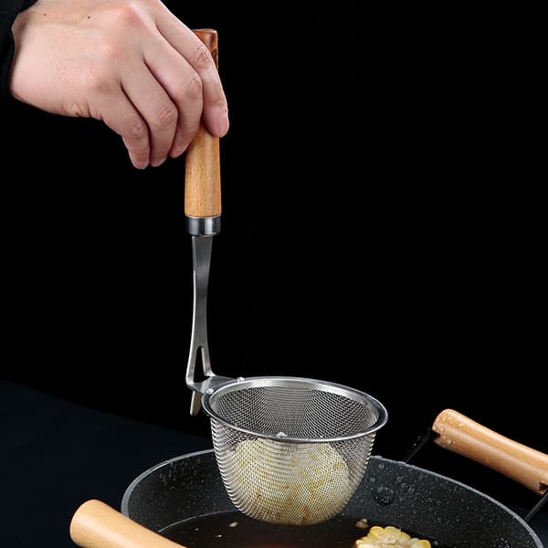 Mat Sil, Mesh Pasta Kurv med Håndtak, Rustfritt Stål Mesh Spider Sil