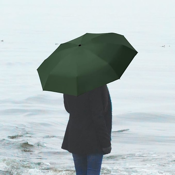 Taitettava sateenvarjo, 6-puolainen tuulenpitävä sateenvarjo Dark green