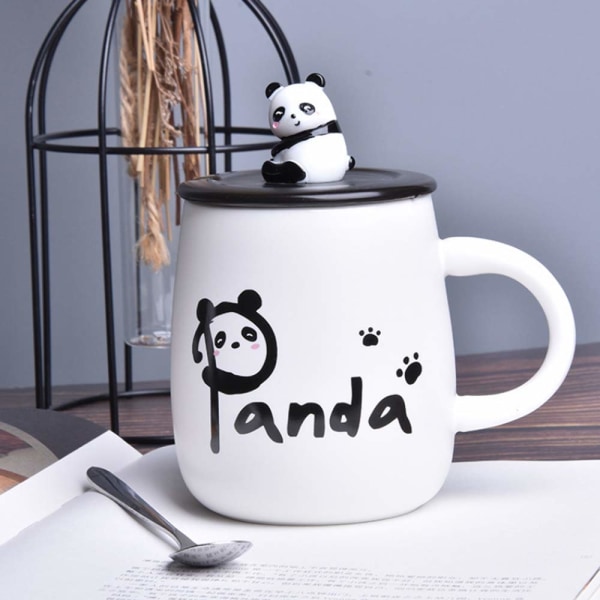 Panda Mugg Söt keramisk kaffemugg med 3D Panda lock och sked, söta koppar Nyhet Kaffe Te Mjölk Julmugg för kvinnor Flickor Pojkar