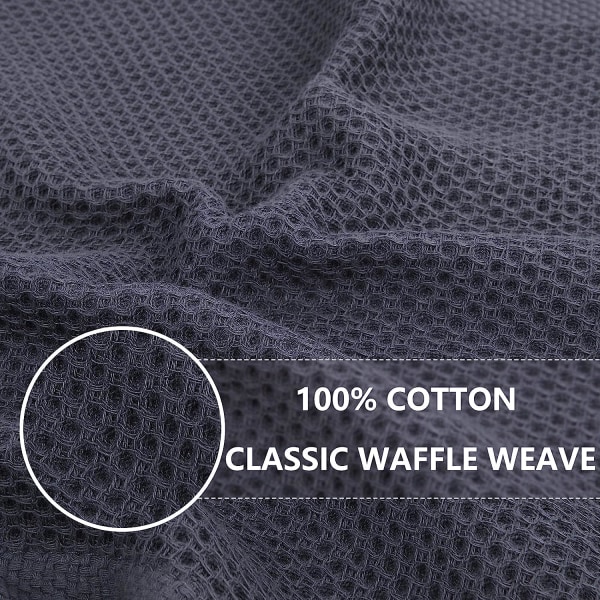 100 % Cotton Waffle Weave keittiön astiapyyhkeet, erittäin pehmeät imukykyiset nopeasti kuivuvat astiapyyhkeet, 12x12 tuumaa, 6 kpl, tummanharmaa