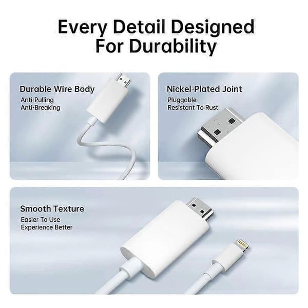 Lightning til HDMI-kabel for iPhone iPad 1080P HD skjermspeilingsadapter Støtter iOS 11.0+{AZC}