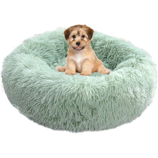 Hunder seng Rund Fluffy Blød Varm Skridsikker Vaskbar Grøn Green 70 cm