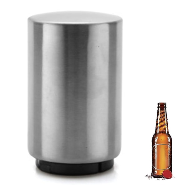 Automatisk ølflaskeåpner, børstet aluminium - flott gave