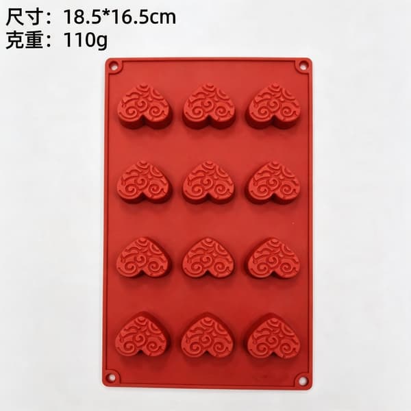 Hjerteformet silikonekageform, non-stick bageform til mousse og chokolade, fødevaregodkendt nem udløsning, 6 designs JR--304