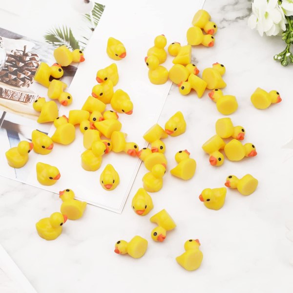 120 st Mini Resin Duck Dekoration, Micro Duck Mini Resin Duck (gul)