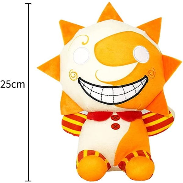 Sundrop og Moondrop FNAF Klovn Tegneserie Plys Legetøj, 25cm FNAF Security Breach Fyldt Plys Legetøj Klovn Figur til Piger Drenge Gave (Sol #A)