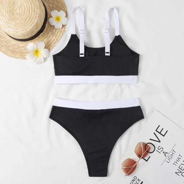 Kvinders Badetøj med Polstring Bikini Sæt Badetøj Sommer Badetøj Strandtøj Sort Black M