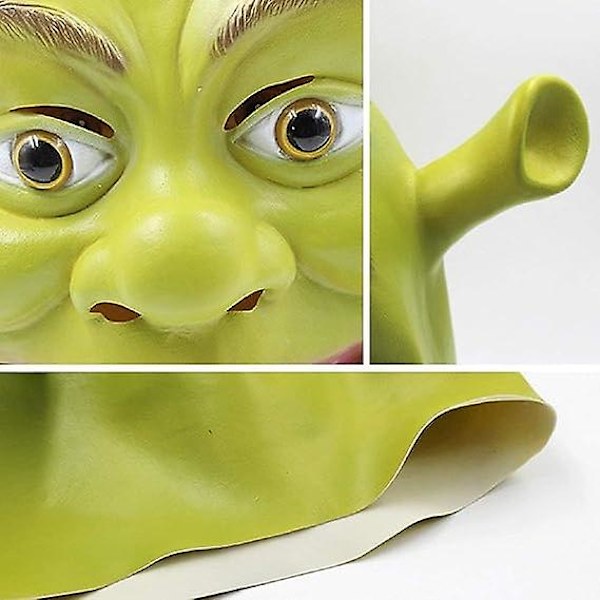 Shrek-naamioasu Halloween-cosplaylle Aikuisille Täyspää Vihreä Shrek-naamio Lateksi Naamiot
