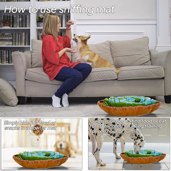 Snuffelmatte for hunder mat sniffing fôringsmatte, hund snusematte valp langsom mating treningsmatte oppmuntrer naturlige fôrsøkningsferdigheter,