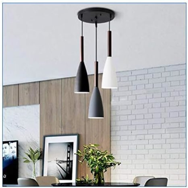 Modern Nordisk Taklampa i Aluminium Nordisk Hänglampa i Trä Kök Vardagsrum Belysning (3 i 1)