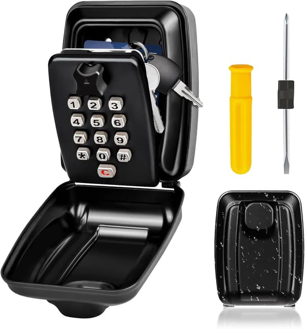 Key Cabinet Wall Mounted Police Approved, Large Key Box with Resettable 12-Digit Code Key Box with Weatherproof