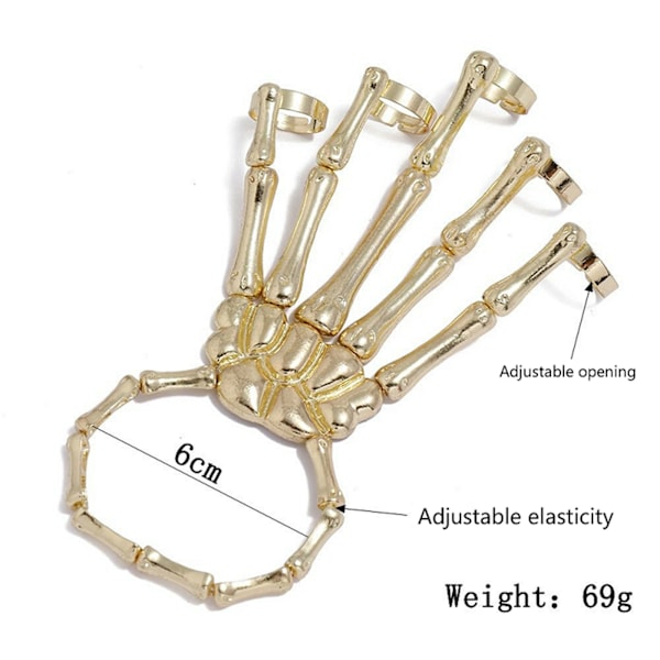 Steam Punk Armbånd Gotisk Hånd Kranie Skelet Justerbar Silver