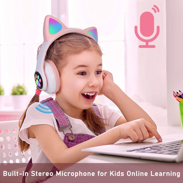 Børnehovedtelefoner, Bluetooth trådløse hovedtelefoner til børn Teenagere Voksne, Over-Ear Bluetooth hovedtelefoner