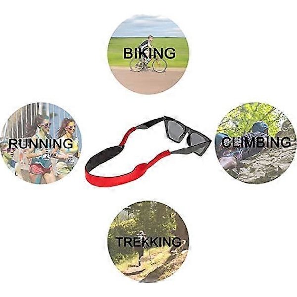 6-pakning Neopren Elastisk Snorholder Stropp for Sportsbriller og Solbriller, Stropp Flyter Anti-skli Elastisk Snor Tau db