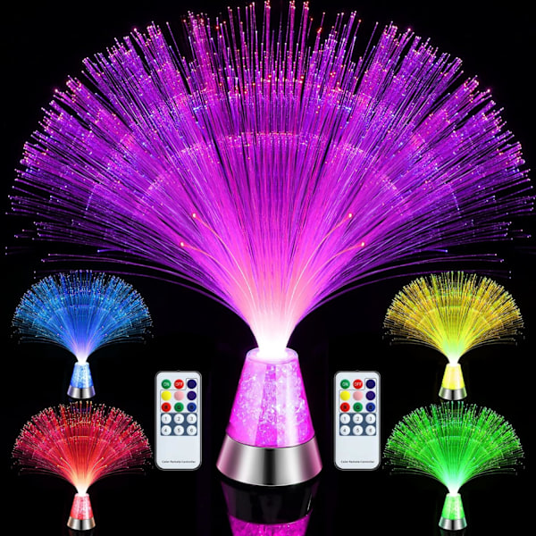 2-pack LED fiber optic lamp with color changing fiber optic center