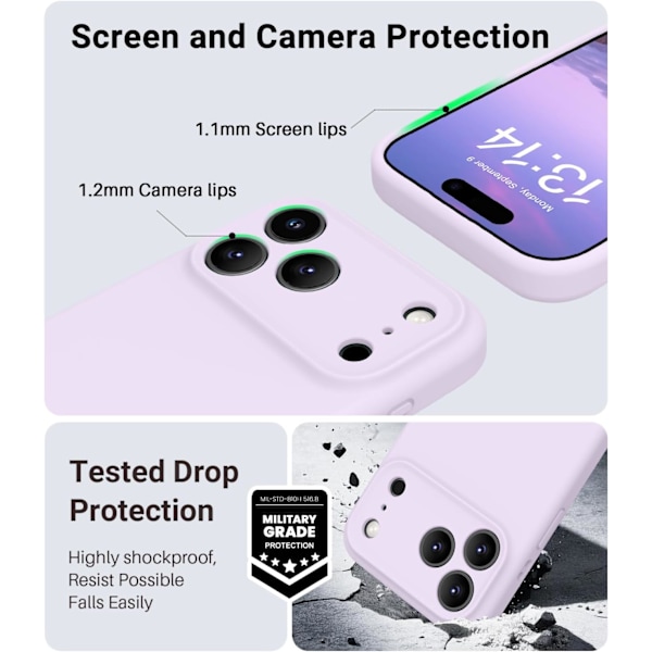 Magsafe-skal för iPhone 17 Pro Max, flytande silikonskal med mikrofiberfoder för iPhone 17 Pro Max iPhone 17 Pro Max Mauve nuage