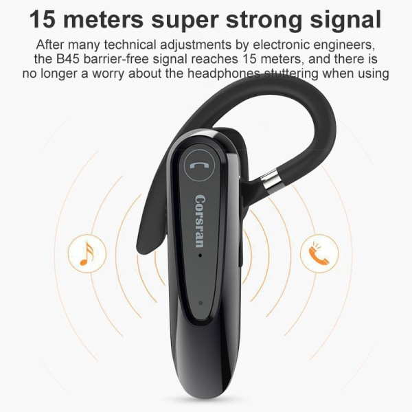 Bluetooth-headset med dobbelt mikrofon V5.0 håndfri Bluetooth-øretelefon med 25 timers taletid