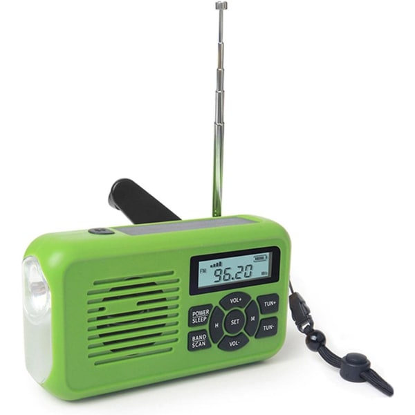 Multifunktionell nödradio, AM/FM/WB Weather Alert Solar Crank Radios, 2000mAh Power Bank
