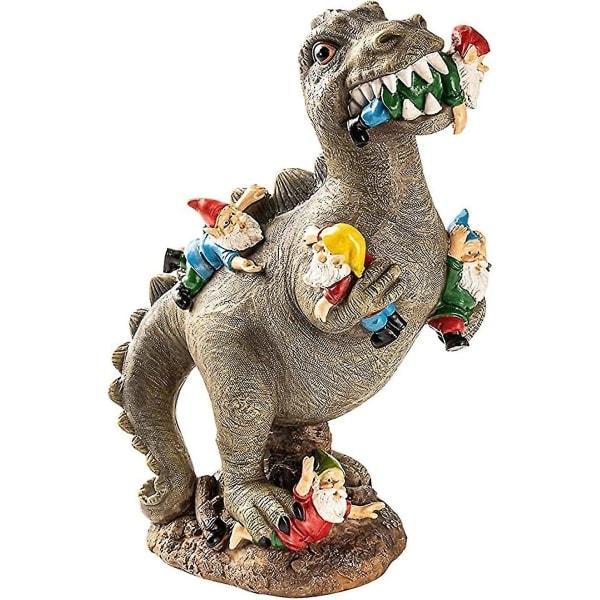 Born Pretty Puutarhatonttujen verilöyly, Puutarhatonttupatsaat ulkokoriste, Dinosaurus syö tonttua puutarhataide