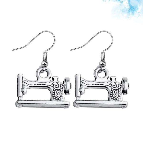 Pair Sewing Machine Design Dangle Earrings Creative Funny Ear Hooks Earrings For Women Ladies Stylists(M,Silver)