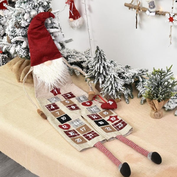 Jule-adventskalender Væghængende julemandsfilt adventskalender med 24 dages lommer Jule nedtællingskalenderpynt til børn Hjemmekontordør W