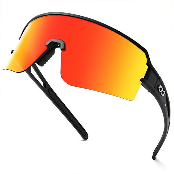Polarisoidit pyöräilylasit miehille ja naisille, UV400-suoja, urheilulasit baseballin, juoksun jne. harrastuksiin Black&red Lens