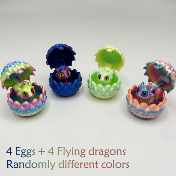 8 stk. påskedragelegesæt - 4 drager + 4 æg samleobjekter 4 dragons + 4 eggs