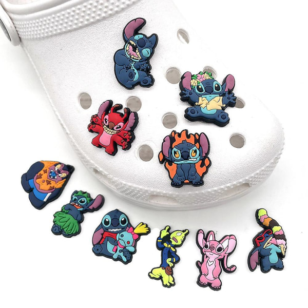 22 kpl Söpö Stitch Angel sarjakuva kenkäkorut Croc Clog -kengät Koriste Sandaalit Asusteet Lapset Pojat Tytöt Juhlalahjat