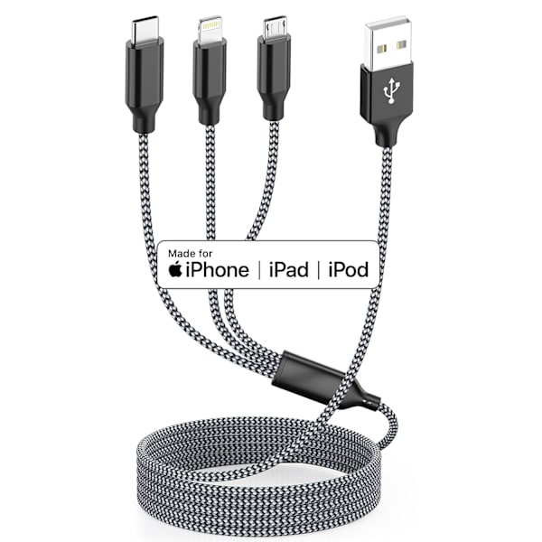 Multiladdarekabel 3-pack 4FT Multiladdarekabel Snabbladdningskabel USB-laddningskabel 3 i 1