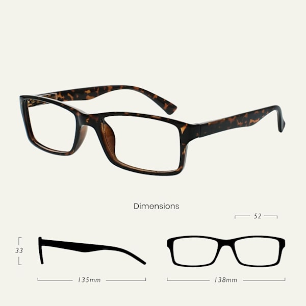 Company Brown Tortoiseshell Läsglasögon Värdepaket 4-pack Designer Stil Män Kvinnor RRRR92-2 +1.00 Brun Sköldpadda Brun Sköldpadda Brown Tortoiseshell +1.00 Magnification