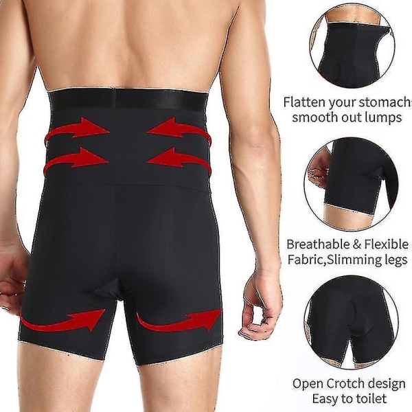 Mænds abdominal shorts Body Shaper Compression High Waist Trainer Abdominal Abdominal Slank Body Shaper Boxer undertøj