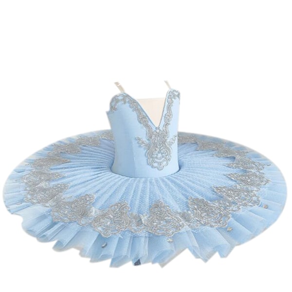 Jente Ballet Tutu Kjole Svanedans Opptreden Kostymer Blå blue 150 cm