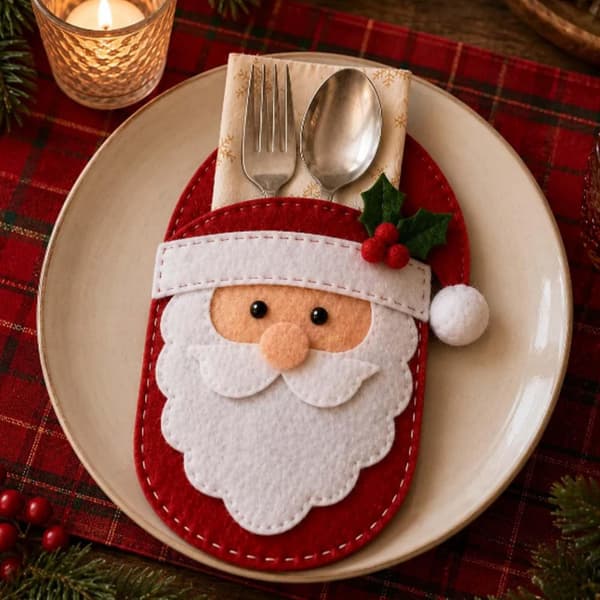 Julefilt Bestikopbevaring DIY Sæt 2026 Julepynt Christmas Tree Cutlery Bag