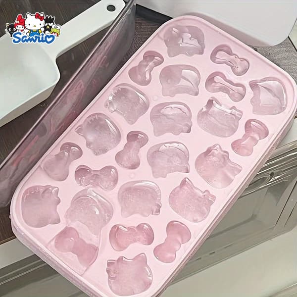 Hello Kitty Silikon Kub Isform Sanrio Bedårande Katt Rosett Design Rosa Isbitar Fest