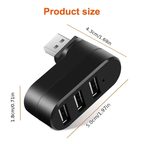 Trådløs 3-i-1 USB 3.0 2.0 Hub-adapter for bærbar bærbar PC 3-porter USB-splitter