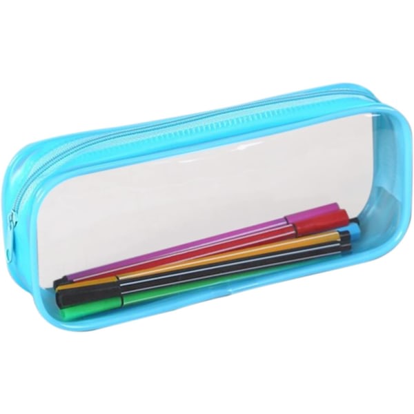 Transparent case, genomskinligt case, vattentät PVC kosmetisk förvaringsväska med dragkedjor, resväska sminkväska (blå)