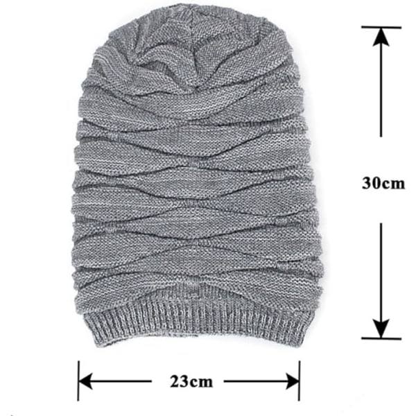 Vintermössa Herrar Varm Stickad Lång Slouch Skull Cap Termisk med Mjuk (Burgundy)