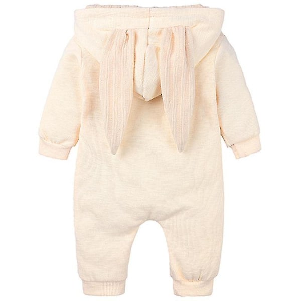 Baby Romper Kanin Kanin Øre Hette Jumpsuit Glidelås En Del Pyjamas Gul 3 6 Måneder